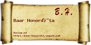 Baar Honoráta névjegykártya